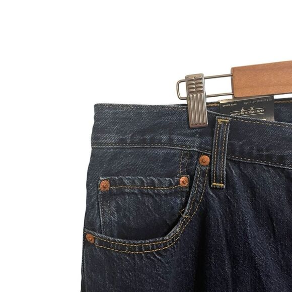 Levi's Premium Ribcage Straight Ankle High Rise Dark Wash Button Fly Jeans NEW - Picture 4 of 8